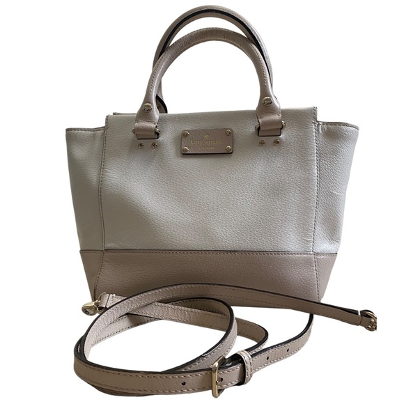 Kate spade Wellesley camryn satchel tote cross body white cream genuine leather
